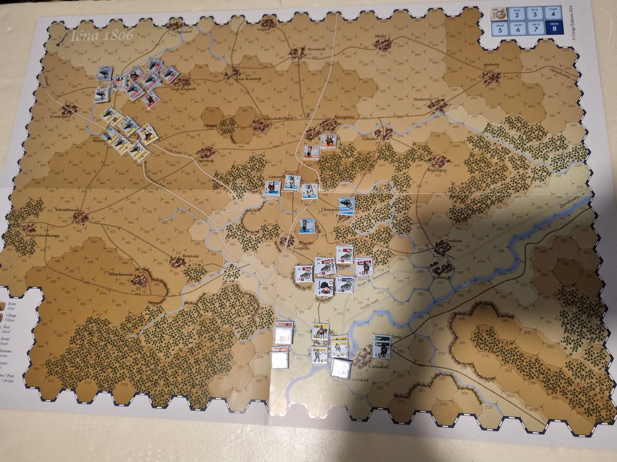 First time playing a "real" wargame.
Jena is all setup, rules are Jours de gloire, a bit complex but I will go slowly. 
Let's see if I am a good General. 
#Napoleonics
#wargame
#joursdegloire