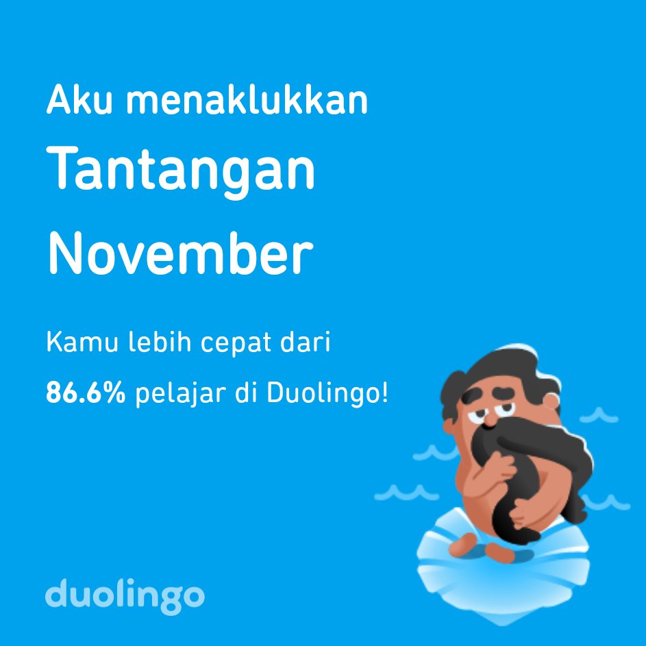 debriyantiii's tweet photo. Aku menaklukkan Tantangan November lebih cepat dari 86.6% pelajar di Duolingo! https://t.co/kta0s8iM0L