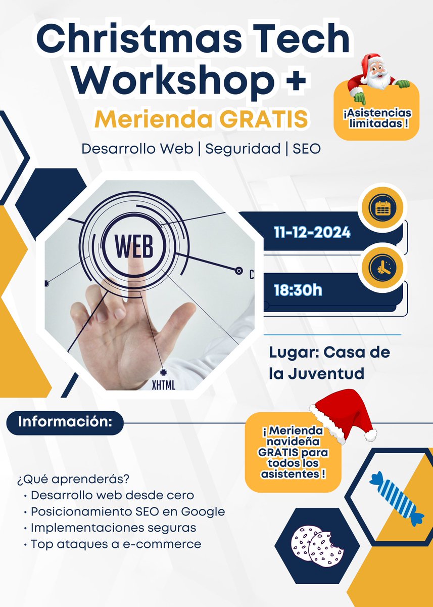 rafaapeerez's tweet photo. El 11 de Diciembre no te pierdas esta charla: 👩‍💻 Desarrollo de una tienda virtual en Django (@Albapj011, @jesusescribanos y yo), 🛡️ cómo securizarla (@nuoframework), y 🚀 cómo posicionarla como líder (@Jose_Gilartete). ¡Y merienda GRATIS! 
🎟 Entradas disponibles en Eventbrite https://t.co/QYXmN7IdtT