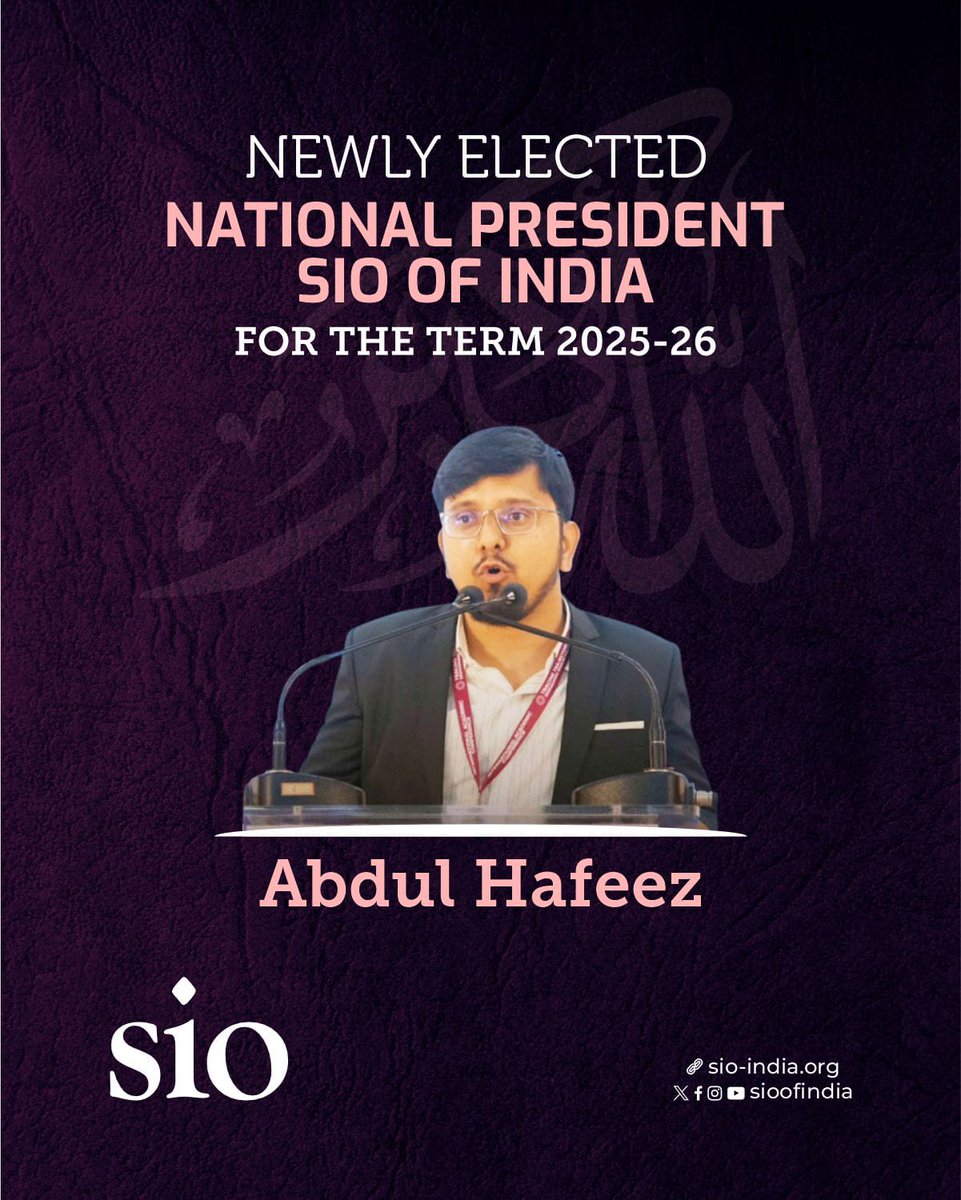 Congratulations <a href="/Hafeez_OU/">Hafeez</a> for your new role.
Hope &amp; expectations that you will work for the justice &amp; human rights for the oppressed people across India.

<a href="/sioindia/">SIO of India</a> 

#India #IndianMuslimsUnderAttack #Sambhal #SIO