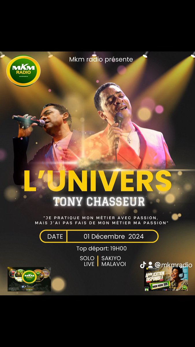 radio_mkm76037's tweet image. 📅 Dimanche 1er décembre 2024 à 19h, ne manquez pas “L’univers Tony Chasseur” sur MKM RADIO 
🎶 Rendez-vous sur mkmradio.com ou l’application MKM Radio pour une heure inoubliable dédiée à une légende de la musique.

#TonyChasseur #MKMRadio #MusiqueAntillaise