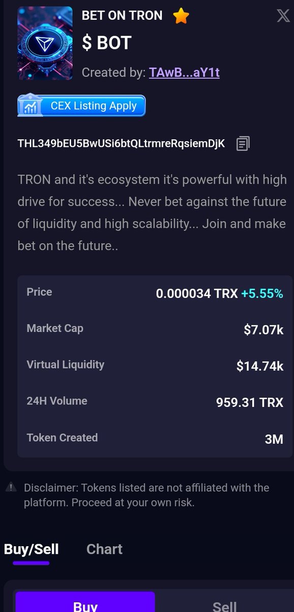 Whoooopp

We are live on sunpump.meme

Join us to make the trend on $TRON

CA: 
THL349bEU5BwUSi6btQLtrmreRqsiemDjK

Ticker: $BOT

Let's pump the f*ckin bagg  🚀🚀🚀
