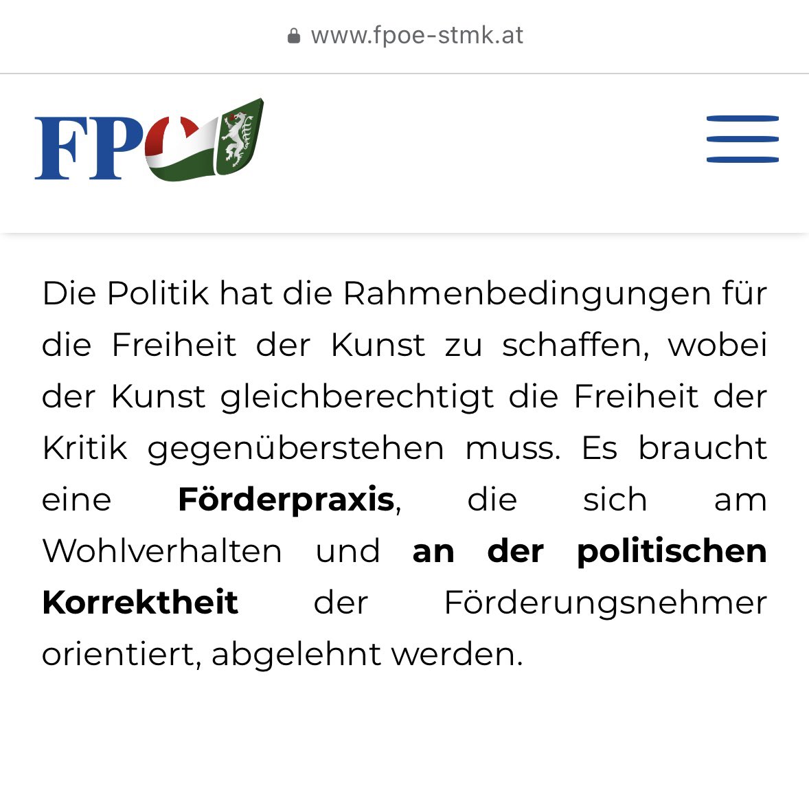 Das Kulturverständnis der FPÖ ist zum Fürchten. fpoe-stmk.at/politik/kultur…