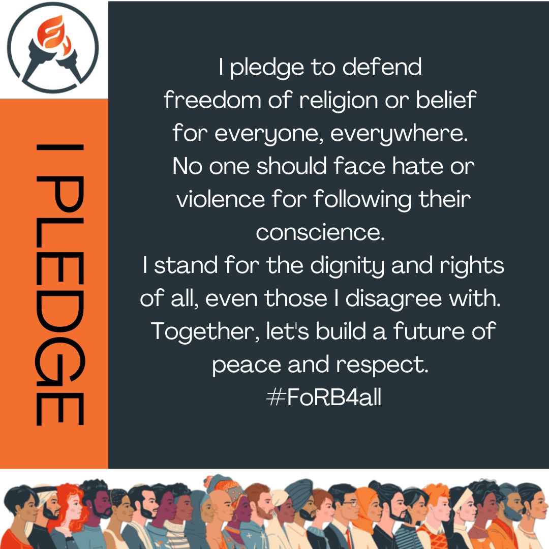 🌍 How can you advance freedom of religion or belief?
1️⃣ Say this pledge out loud. Feel it. Mean it.
2️⃣ Sign it at forbsfuture.org
3️⃣ Share it on your socials. Make your commitment public.
✨ Be the change. #FoRB4All #SayItOutLoud #BeTheChange