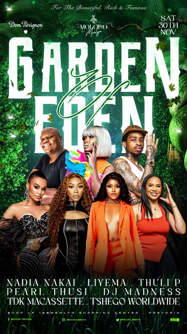 mutombo_lionel's tweet photo. Biggest party in Pretoria celebrating #RaniandAllensBithday this #Rich4everSaturdays @Moloko_Menlyn, featuring
@NadiaNakaiSA
@PearlThusi
@Moloko_Menlyn
#gardenofeden
Brace yourselves for a incredible night.
@sbokhuzy @Thabang_Den @mahlatse96 @Emulsypro @brucebhakha @___Bxsh https://t.co/u0DEH53Qnr