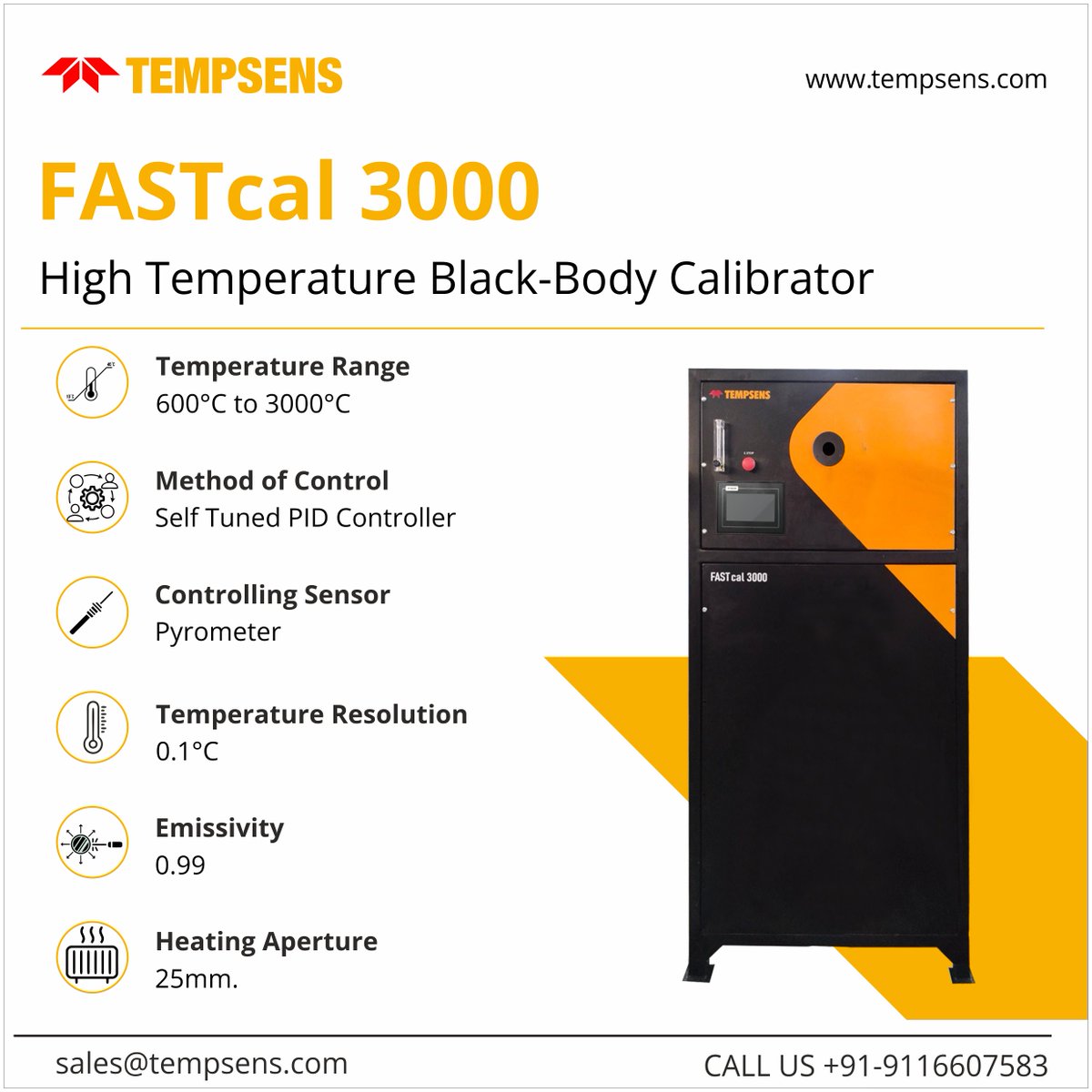 Tempsens's tweet image. Tempsens #FASTCAL3000 offers fast, accurate, and stable #temperaturecalibration for #pyrometers and #thermalimagers, with a temperature range of 600°C to 3000°C.
Read–tempsens.com/fastcal-3000-h…
Queries-sales@tempsens.com 
#Tempsens #blackbodycalibrator #industrial #laboratory