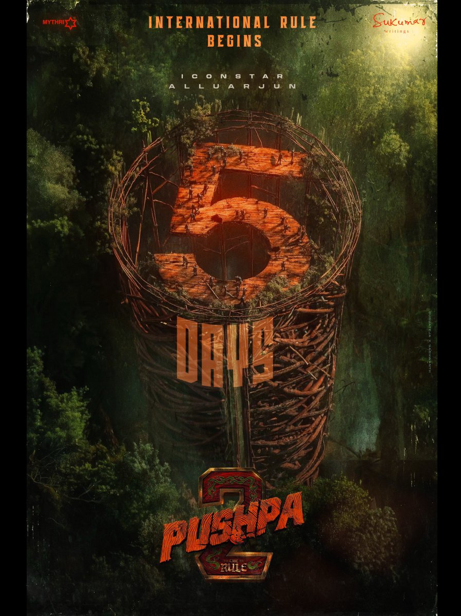 Pushpa’s International Rule in “5” Days 💥🪓

Designed by <a href="/thebackpckerboy/">Suryateja Kandukuri</a> ❌ <a href="/maskman_studios/">Yashwanth</a> 

<a href="/PushpaMovie/">Pushpa</a> #Pushpa2 #Pushpa2TheRule #Pushpa2TheRuleOnDec5th #AlluArjun