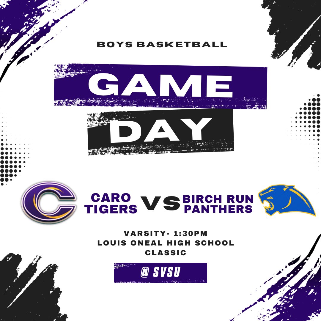 Game day! 

Boys Varsity Basketball travels to SVSU tomorrow take on Birch Run in the Louis O’Neal High School Classic at 1:30pm.