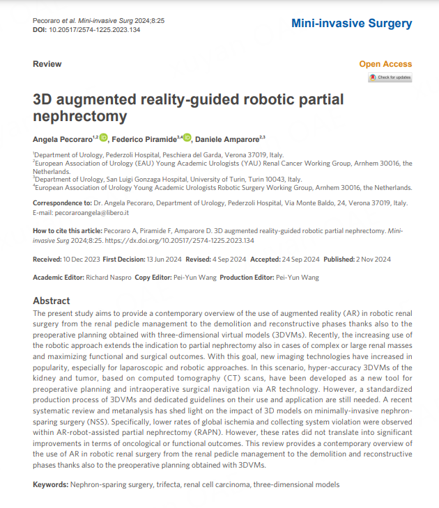 Mini-invasive Surgery (@minisurgery) on Twitter photo πHOT OF THE PRESS: 3D augmented reality-guided robotic partial #nephrectomy
π¨ββοΈ<a href="/AngelaPecoraro3/">Angela Pecoraro</a>, <a href="/Fede_Piramide/">Federico Piramide</a> , <a href="/danieleamparore/">Daniele Amparore</a>
πΊNephron-sparing surgery, trifecta, renal cell carcinoma, three-dimensional models
πoaepublish.com/articles/2574-β¦ πHOT OF THE PRESS: 3D augmented reality-guided robotic partial #nephrectomy
π¨ββοΈ<a href="/AngelaPecoraro3/">Angela Pecoraro</a>, <a href="/Fede_Piramide/">Federico Piramide</a> , <a href="/danieleamparore/">Daniele Amparore</a>
πΊNephron-sparing surgery, trifecta, renal cell carcinoma, three-dimensional models
πoaepublish.com/articles/2574-β¦