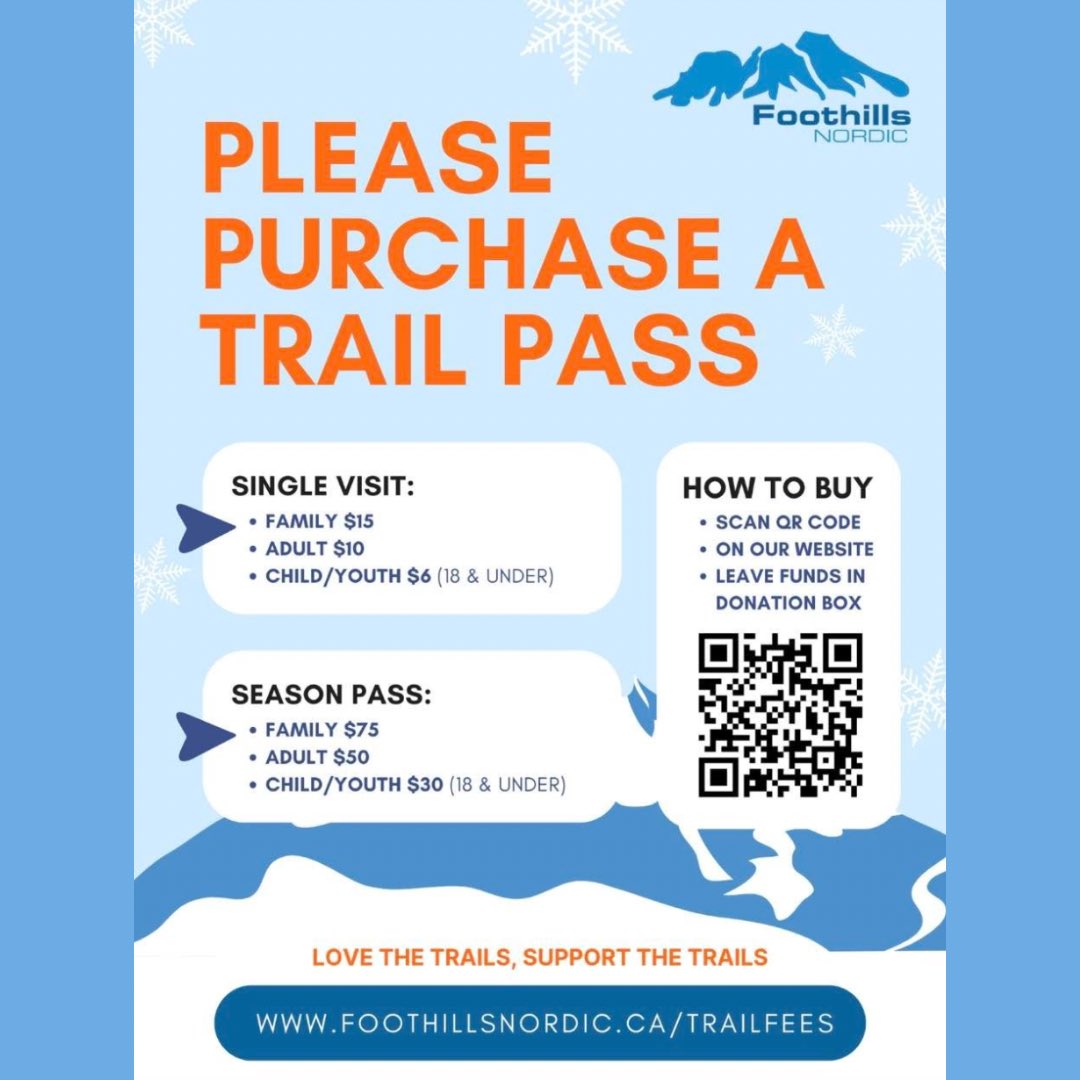 Don’t forget to grab your trail pass!  Help keep our operations sustainable and ensure we can continue offering fantastic ski trails right here in the city.  Your support goes directly toward maintaining and improving these trails for everyone to enjoy.