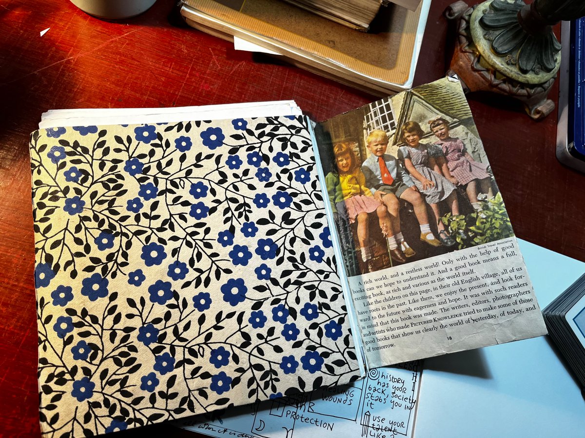 StellaMittelweg's tweet photo. Images that @marczh68 has posted the past few days reminded me of a journal from 2020, that has this sweet image from an old children’s encyclopedia as part of the inner cover.

#handmadebooks #bookbinding #journaling https://t.co/lSvOM2sF7W