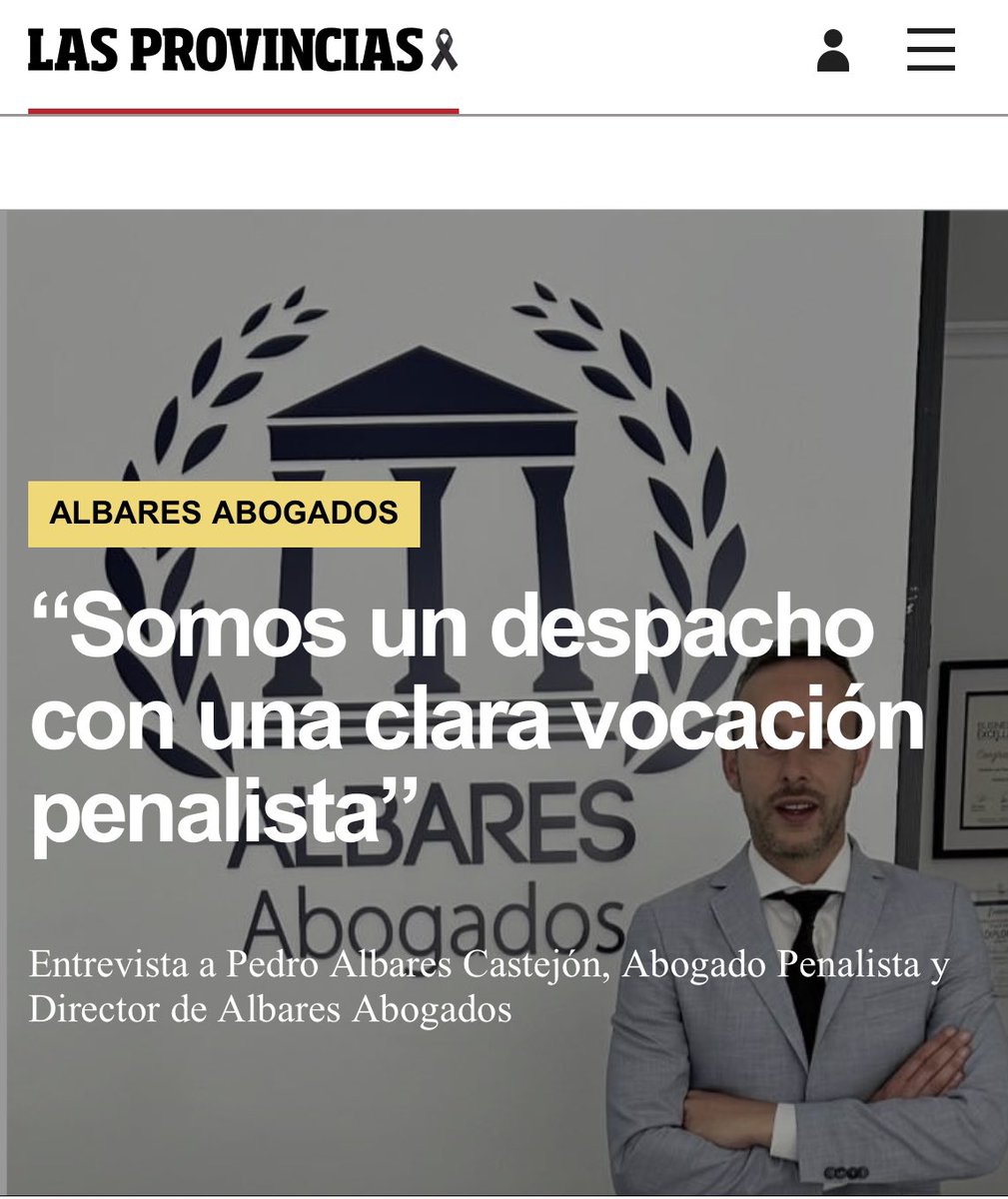 Entrevista a <a href="/PedroAlbares/">Pedro Albares Castejón 🇪🇸</a>, abogado penalista en València y director de Albares Abogados, en el Especial de hoy del Quién es Quién en la economía valenciana 2024 de Las Provincias.

albaresabogadosmanises.es

#Abogadopenalistavalencia #DerechoPenal #Valencia #Manises #Madrid