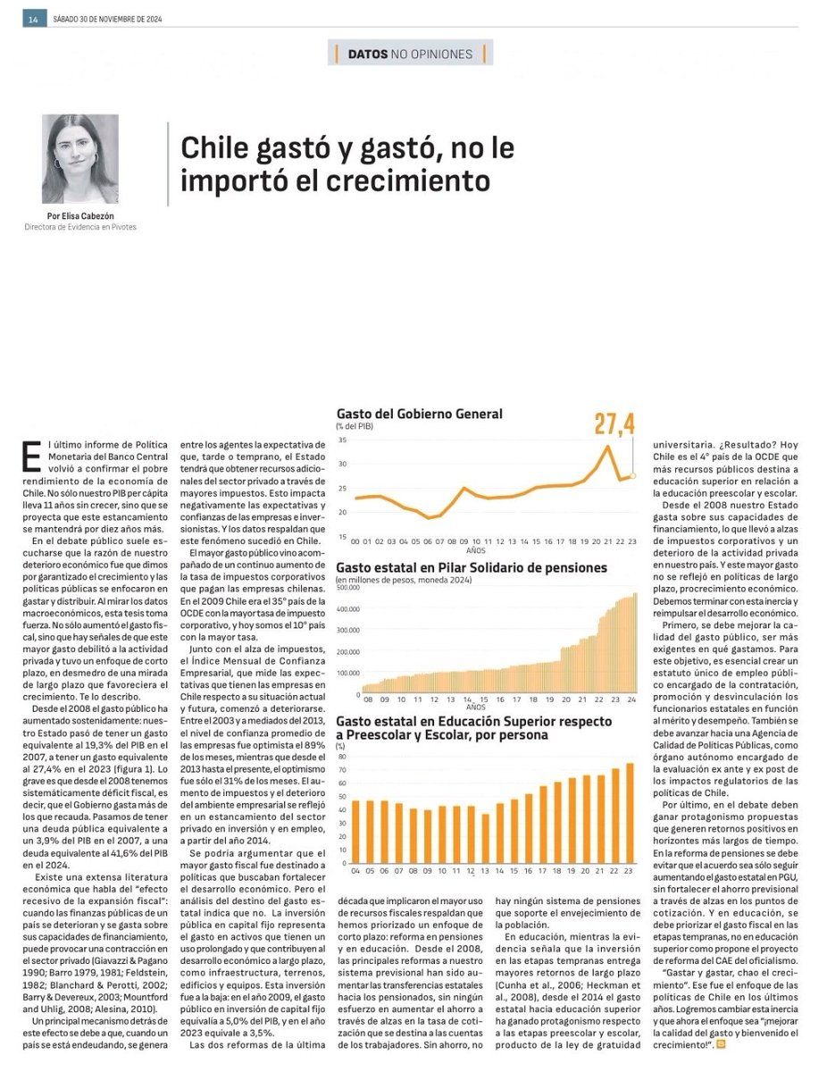 Lectura recomendada sobre el gasto y el crecimiento en Chile.