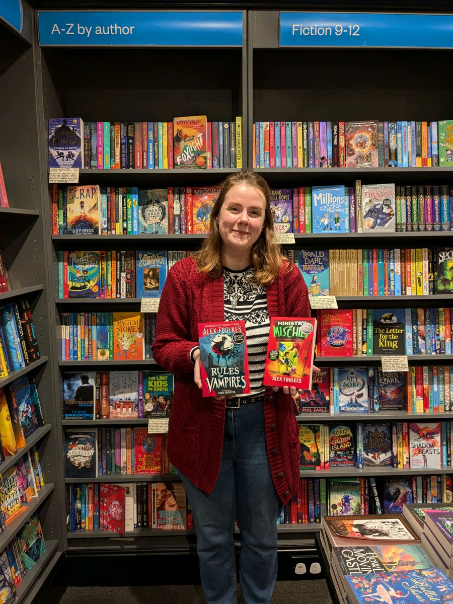 It was fantastic to have author <a href="/foulkeswrites/">Alex Foulkes 🌙</a> in for a visit this morning! We now have very limited signed copies of Alex's  Rules for Vampires and Ministry of Mischief.