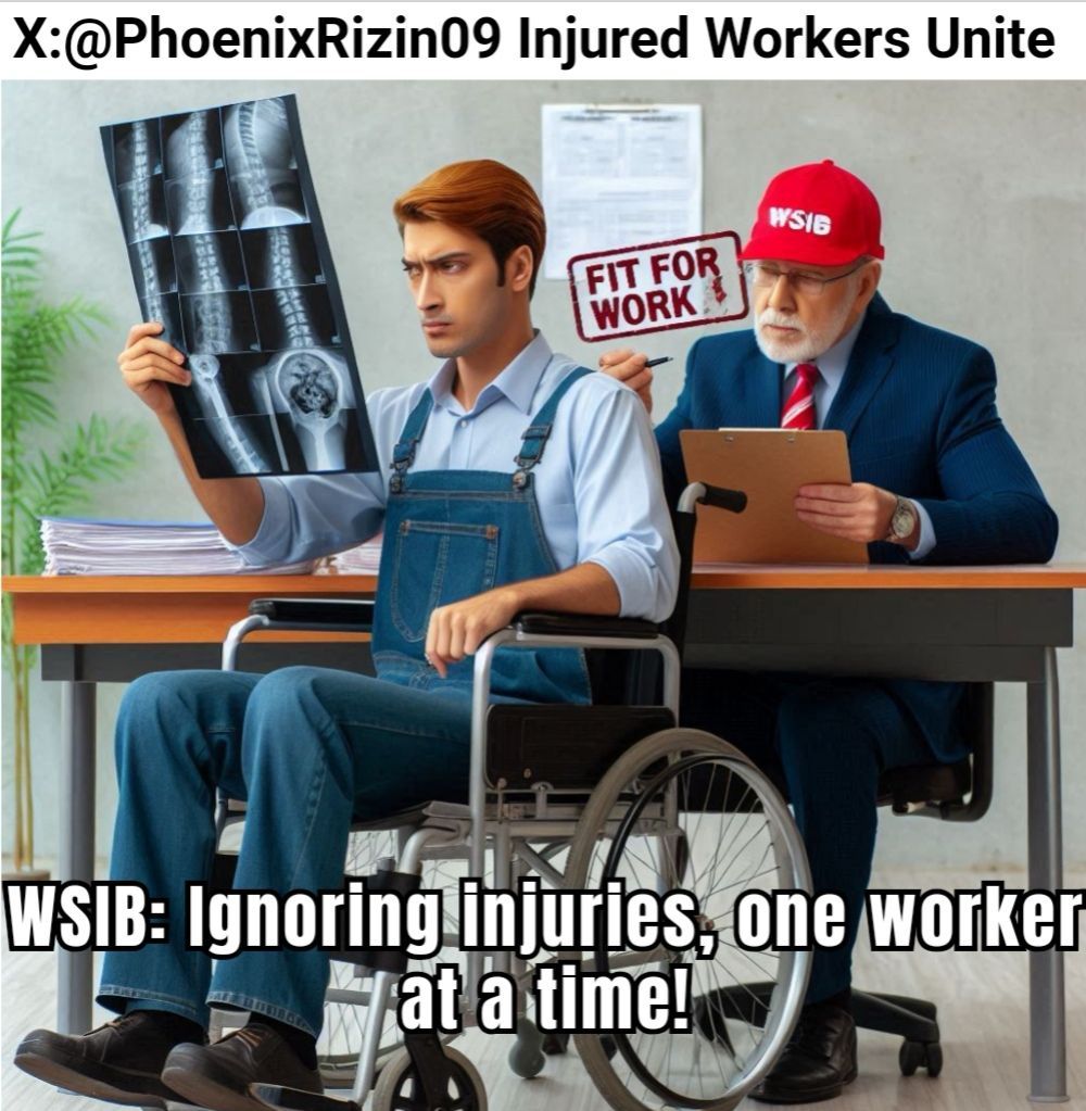 PhoenixRizin09's tweet photo. This is the reality for injured workers who are ignored, dismissed, & denied justice. It’s time to demand accountability from WSIB
#FixWSIB #JusticeNow
📢 Share this post to raise awareness. Together, we can fight for justice & demand change in workers' comp. https://t.co/jAWk3hRnJE