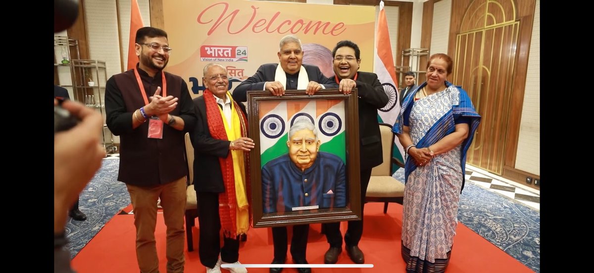 Manojjagyasi's tweet photo. We extend our deepest gratitude to the Hon’ble Vice President of India, Shri Jagdeep Dhankhar Ji, for gracing Bharat 24’s Viksit Bharat – Vision of New India as the esteemed Chief Guest. His presence could not have been more timely, as his insights reflect the aspirations of a grassroots leader who has witnessed and contributed to India’s remarkable journey towards becoming the world’s fastest growing economy, overcoming challenges with resilience and determination.

It was an absolute privilege to engage in meaningful discussions with him about India’s trajectory for the next decade—an era dedicated to the rise of Bharat .

@VPIndia  @Bharat24Liv
