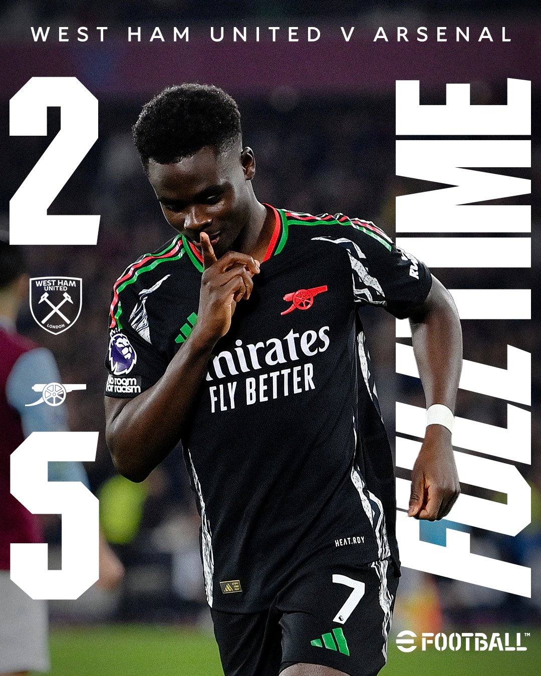 FT: West Ham 2-5 Arsenal
