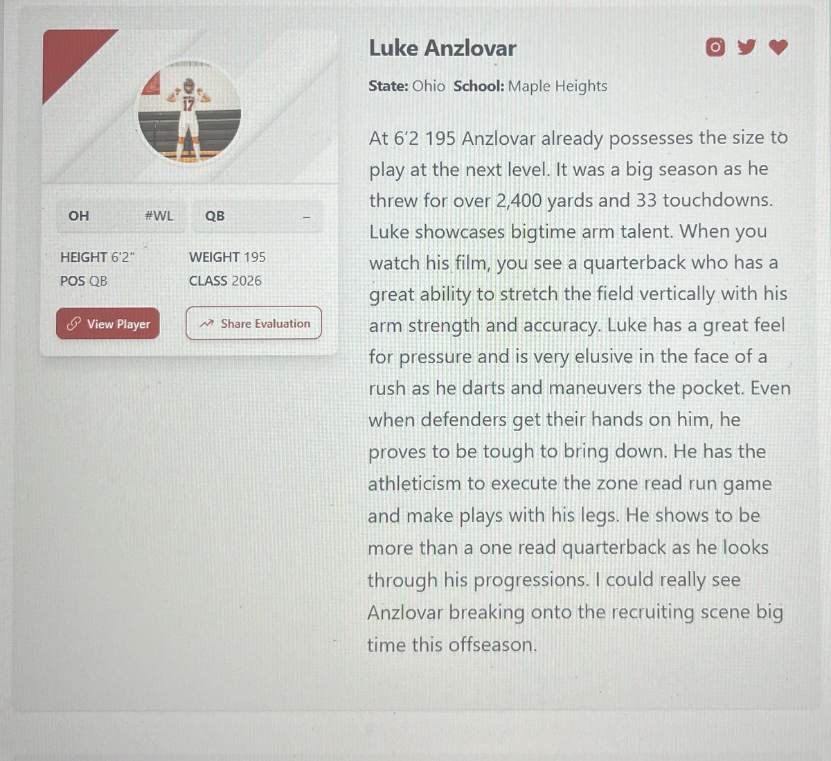 AnzlovarLuke's tweet image. Thank you @JaredLuginbill and @PrepRedzoneOH for the great write up! @CoachShaqWash @BigMarshMello72