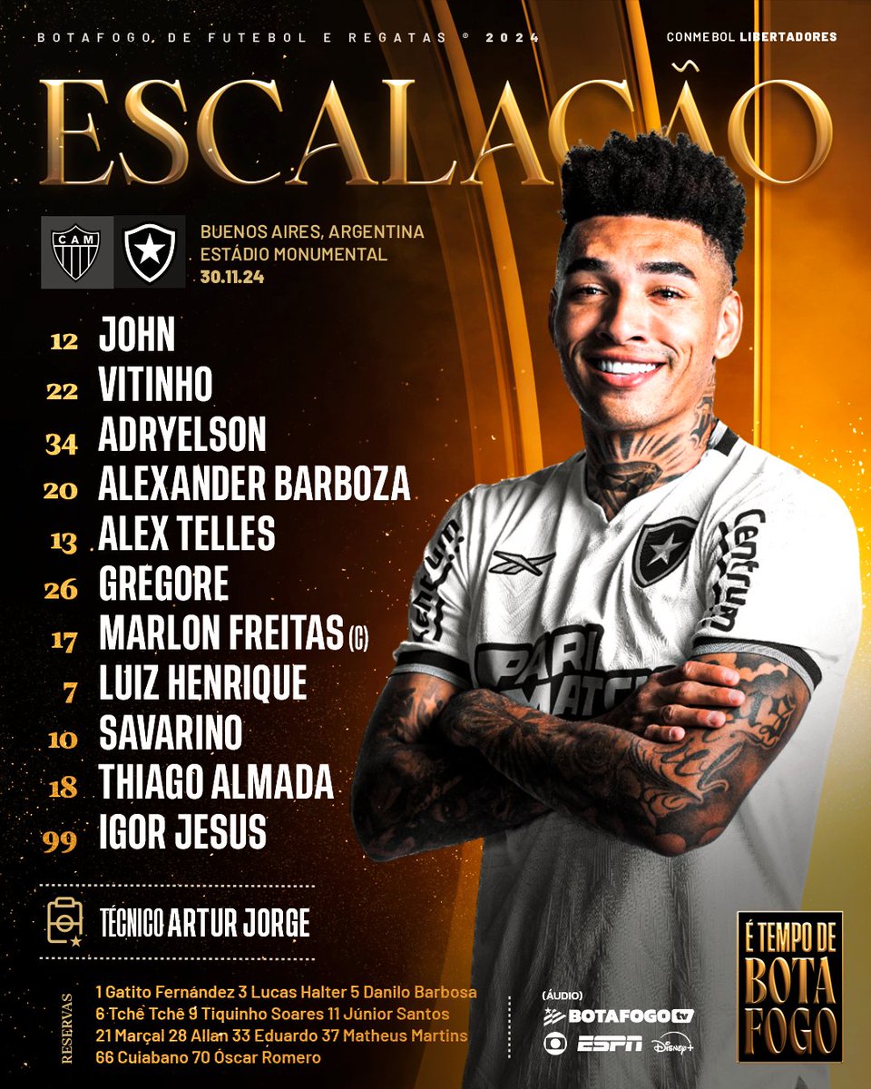 O BOTAFOGO TÁ ESCALADO PARA O MAIOR JOGO DE SUA HISTÓRIA! LUTAREMOS ATÉ O FINAL! #TEMPODEBOTAFOGO