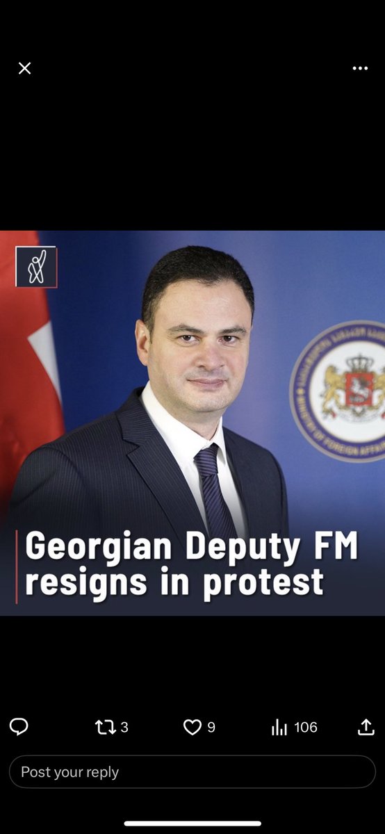 ‼️according to reports by <a href="/FormulaGe/">Formula NEWS | English</a> Georgian Ambassador to US, Davit Zalkaniani, resigns in protest. Also Georgia’s Deputy Foreign Minister, Teimuraz Janjalia.
They follow ambassadors to Italy, Bulgaria and Netherlands who reigned earlier #GeorgiaProtests
