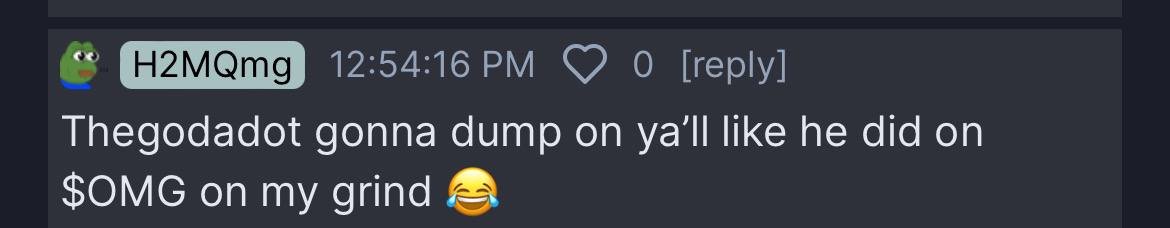 ppl don't understand the difference between what a real dump/nuke is vs other people selling because they can't hold

these allegations mean nothing to me and I'll bring them to light because i don't fuck charts up 

if i did, shit would literally go from 100k to 10k instantly