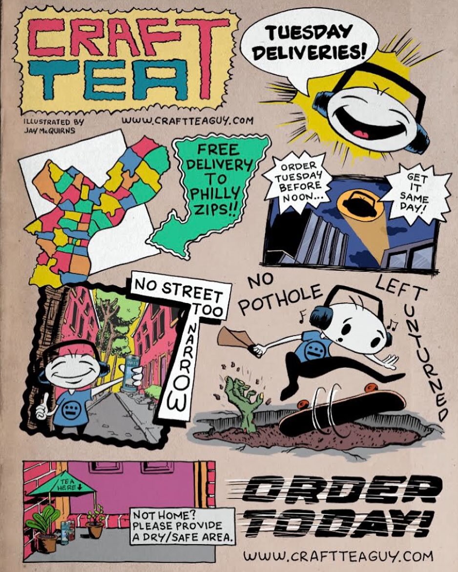 Free Philly delivery is back for a limited time! Tea on Tuesday - order before noon on Tuesday to qualify. The best deal in the city is back until 12/24/24. Get on it!