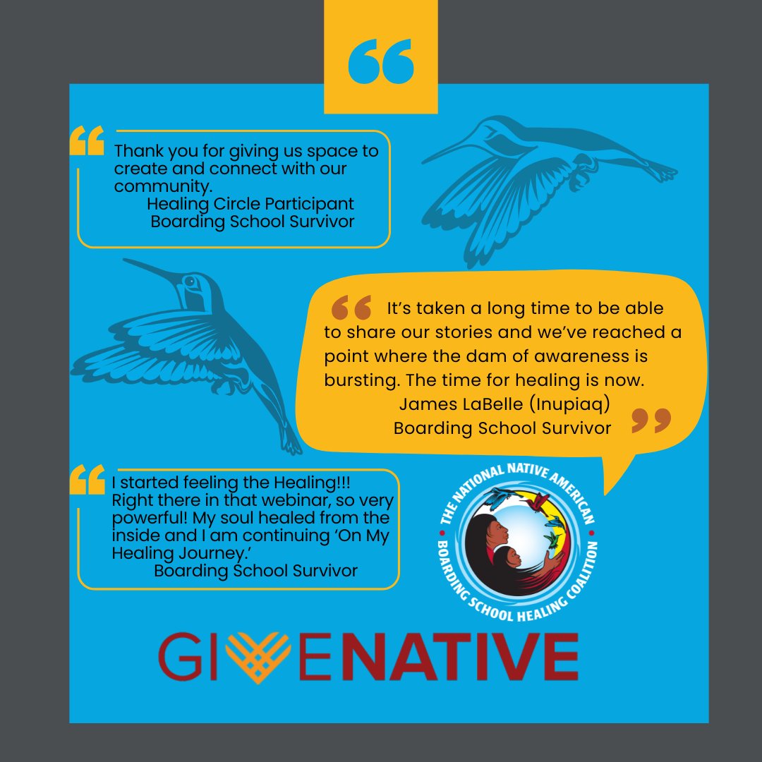 NABSHC's tweet image. “Without your generosity, NABS could not do the critical work of seeking truth, justice, and healing for Indian boarding school survivors &amp;amp; descendants. The time is now to lead change, seek justice, and heal all our relations.” - NABS CEO, Deb Parker (Tulalip Tribes) #GiveNative