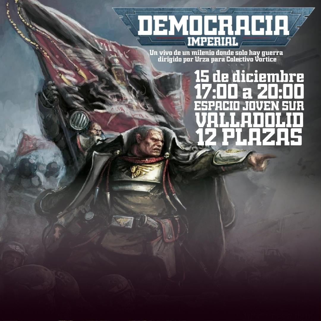 Espacio Joven Sur (@ejovensurva) on Twitter photo Adéntrate en el más oscuro futuro de la humanidad en el rol en vivo DEMOCRACIA IMPERIAL que organiza <a href="/VorticeVA/">VorticeValladolid</a> y que se celebra el domingo 15 DIC de 17 a 20:30h.
Plazas limitadas. Toda la INFO e Inscripciones en nuestra web:
espaciojovensur.org/agenda/el-dia-… Adéntrate en el más oscuro futuro de la humanidad en el rol en vivo DEMOCRACIA IMPERIAL que organiza <a href="/VorticeVA/">VorticeValladolid</a> y que se celebra el domingo 15 DIC de 17 a 20:30h.
Plazas limitadas. Toda la INFO e Inscripciones en nuestra web:
espaciojovensur.org/agenda/el-dia-…