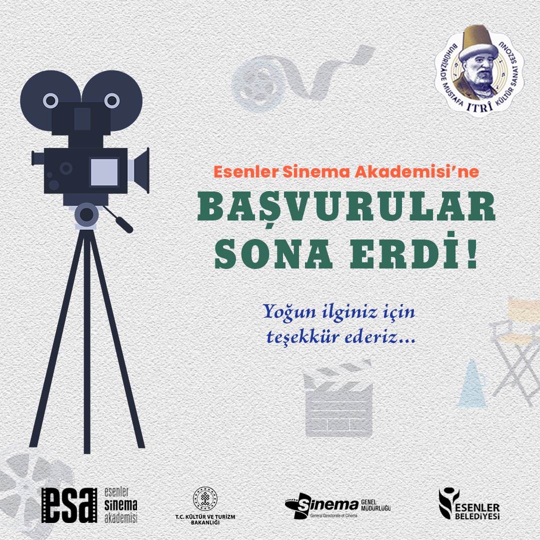 Esenler Sinema Akademisi başvuruları sona erdi. Akademiye İstanbul'un pek çok ilçesinden çok sayıda başvuru gerçekleşti. Gösterilen yoğun ilgiye teşekkür ediyor, mülakatlar sonucunda yeni dönemde birlikte yol alacağımız akademi öğrencilerine başarılar diliyoruz.