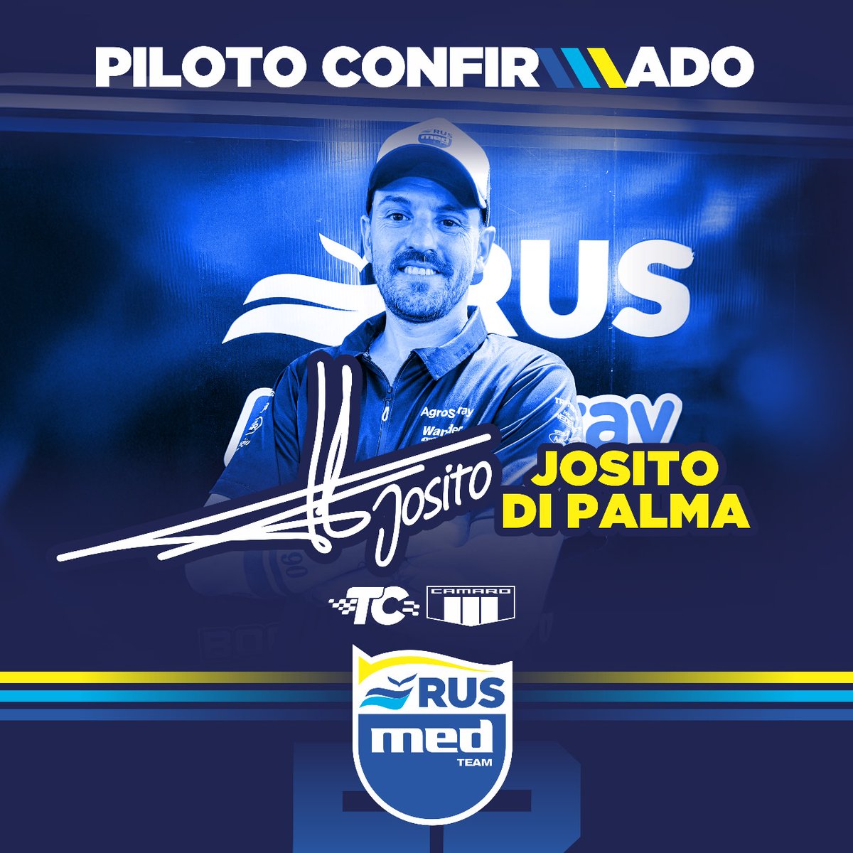 🎉 ¡Bienvenido al equipo, <a href="/jositoooooo/">Josito Di Palma</a> ! 🎉
Es un placer sumarte al Rus Med Team, donde la pasión por el automovilismo nos une 🦾
¡Por un Gran 2025 en el #turismocarretera! 🥂

Josito competirá con el Chevrolet Camaro del Rus Med, con motorización de los hermanos Bonelli.