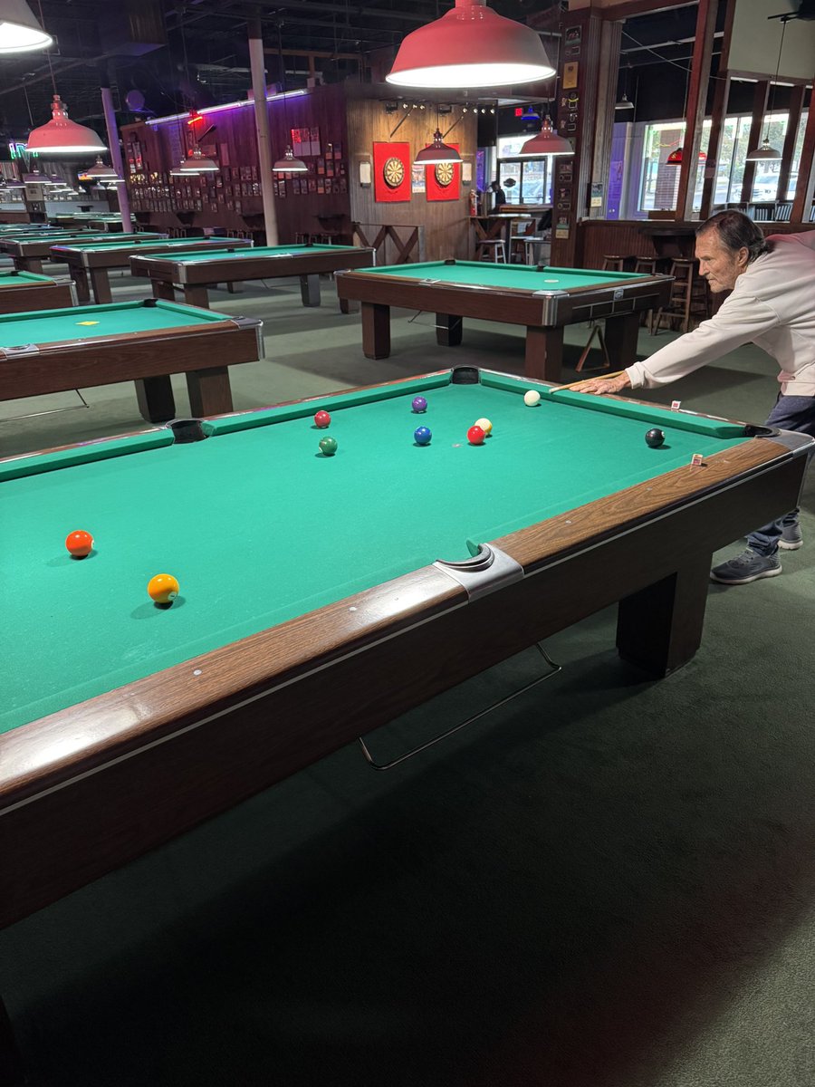 goldtopking1957's tweet photo. Saturday afternoon 9 ball with the local Legend Rocket Man John Nelson. Rack and break my friends.  #PoolHall #cornerpocket #nineball https://t.co/oCd76HBlGG