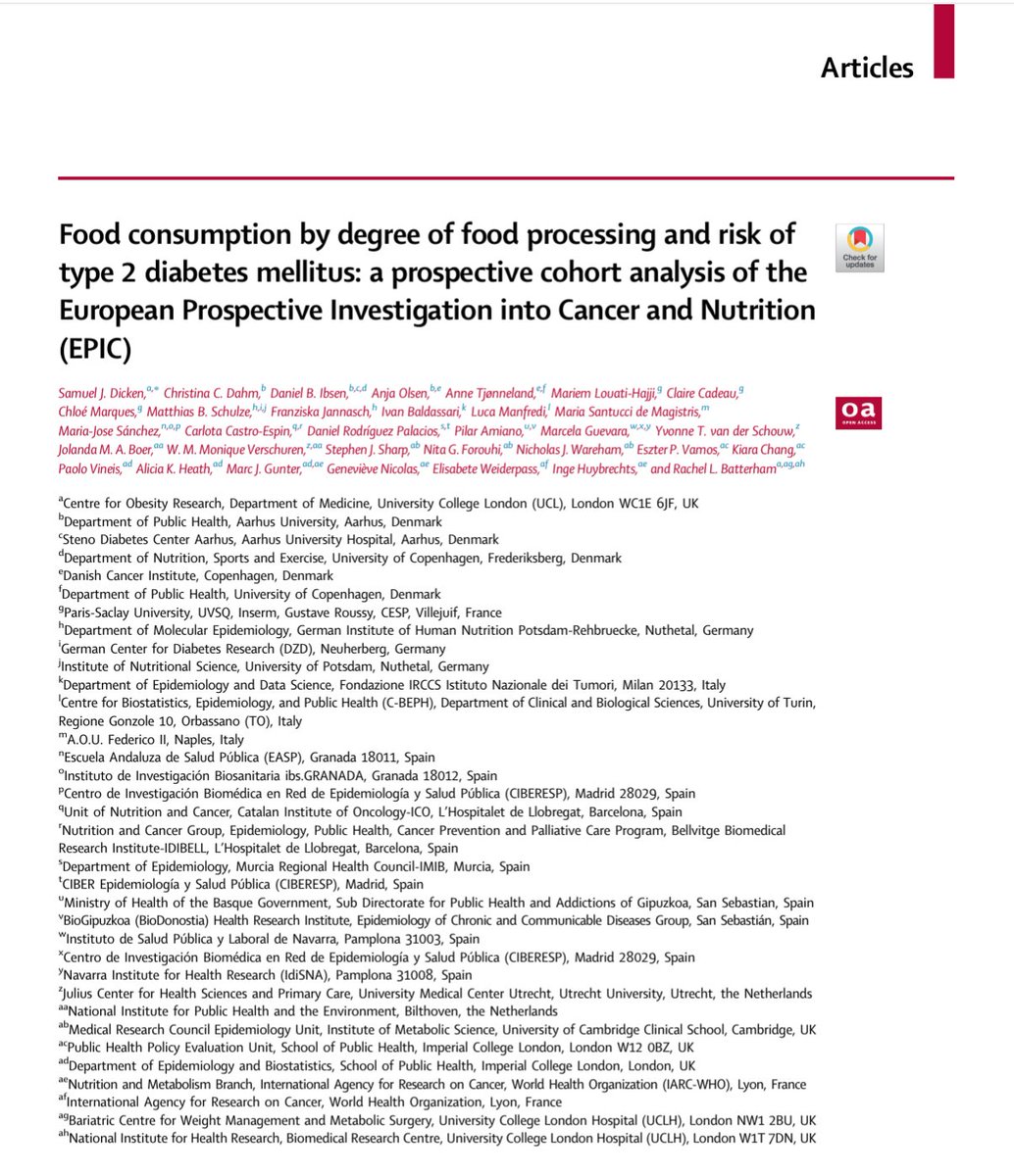 The incidence of type 2 diabetes increases by 17% for every 10% increment in daily intake of ultraprocessed foods.
thelancet.com/journals/lanep…