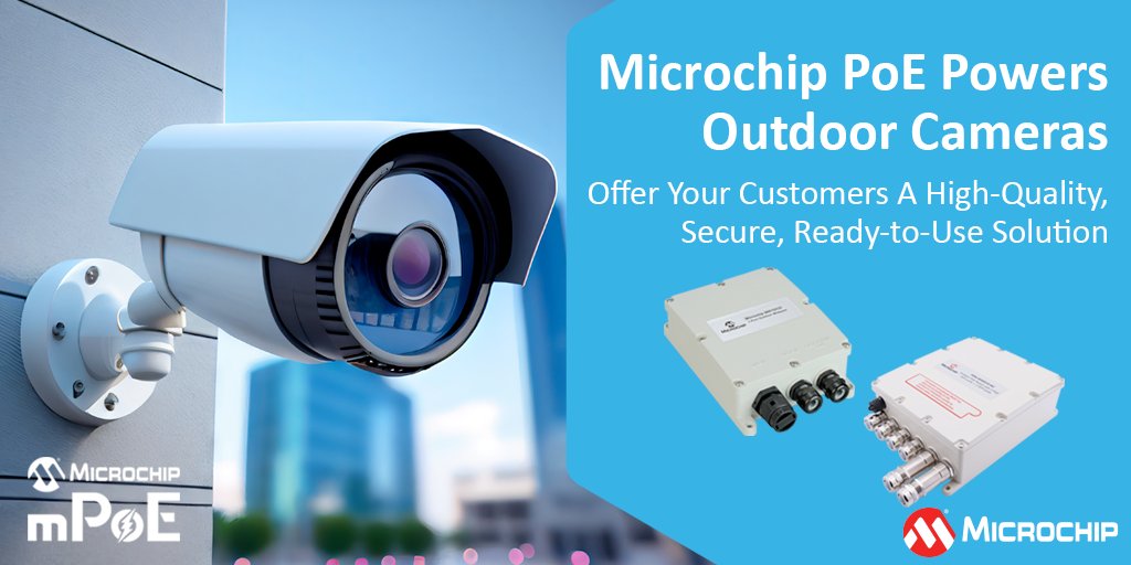 MicrochipTech's tweet photo. We offer leading manufacturers of network cameras the option of creating private-label PoE systems. Leverage our extensive portfolio of single- or multi-port, indoor or #outdoorPoE midspans with data rates of up to 10 Gbps. https://t.co/6a82gtm4We #PoEPSE #PoESwitch #PoEMidspan https://t.co/Cr7f13q9m5