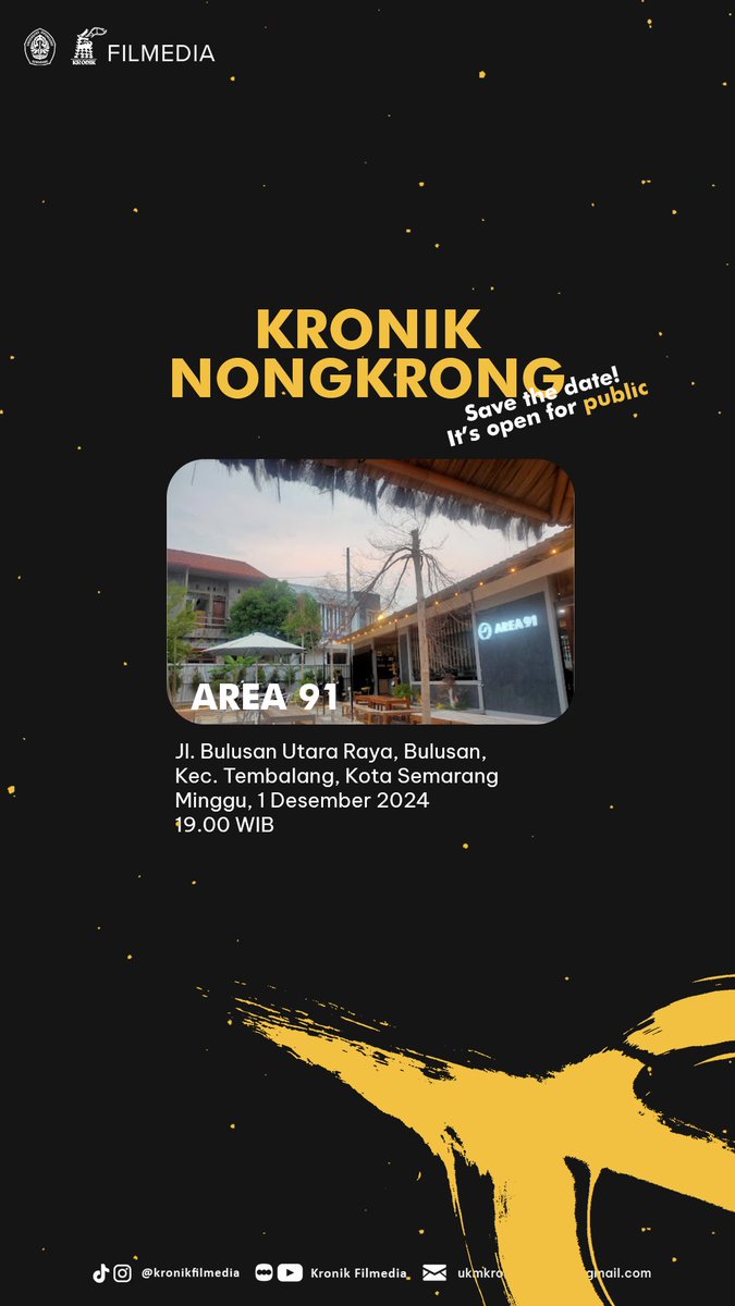 thereapwr's tweet photo. @undipmfs izin info yaa, buat yang tertarik sama perfilman bisa ikut kronik nongkrong besok buat tanya tanya tentang UKM perfilman and ngobrol ngobrol sama temen temen filmmakers 😽🎬 https://t.co/SsVsWSwu9a