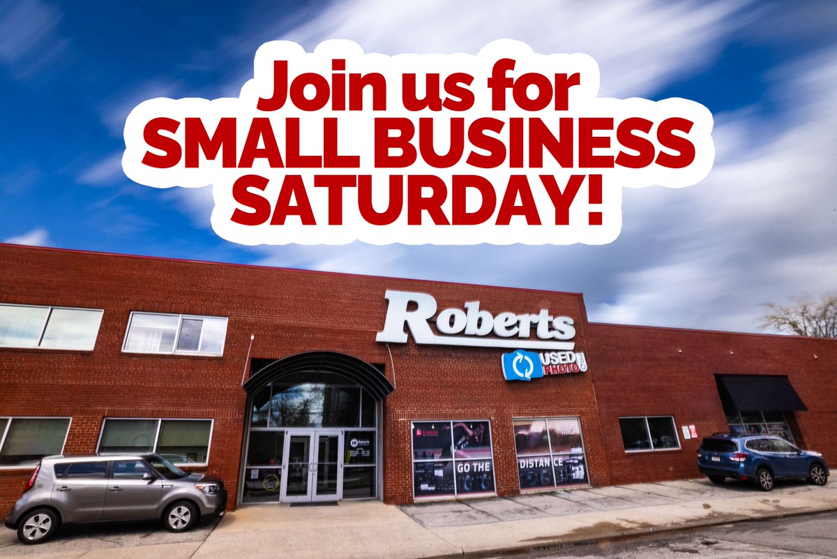 robertscamera's tweet photo. Get out and support local business today!  Whether you shop with us online or in-store we are so grateful for your business and support today and every day. Tag some of your favorite small businesses in the comments! #SmallBusinessSaturday #RobertsCamera #UsedPhotoPro https://t.co/TupzInjtbB