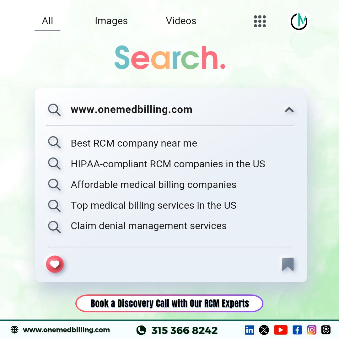 OneMedBilling's tweet photo. Looking for reliable and cost-effective RCM services? Your search ends here! 🌐 Visit us at https://t.co/kqWxUTsMka and let our experts take care of your revenue cycle management needs. Book a discovery call today!
#medicalbilling #RCMservices #claimdenialmanagement https://t.co/ItOg8AZNOQ