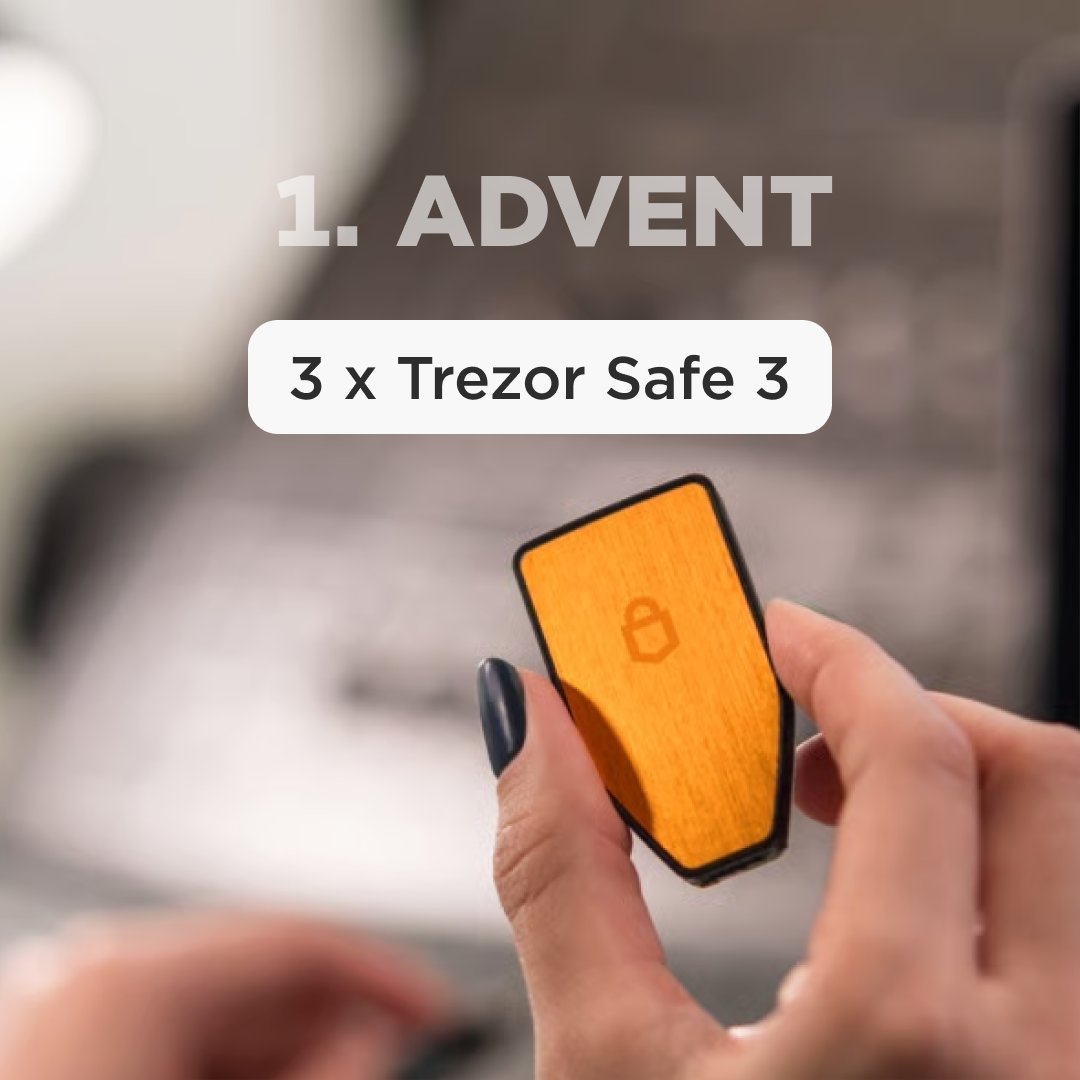 🕯️ 1. Advents-Gewinnspiel: Gewinne eins von drei Trezor Safe 3 #Bitcoin-only Hardware Wallets! 🎄

So einfach geht’s:
➡️ Folge <a href="/Trezor/">Trezor</a> und <a href="/21bitcoinApp/">21bitcoin 🇪🇺</a>
💬  Markiere eine Person in den Kommentaren, die ein sicheres Hardware Wallet gut gebrauchen kann

Die Gewinner werden am