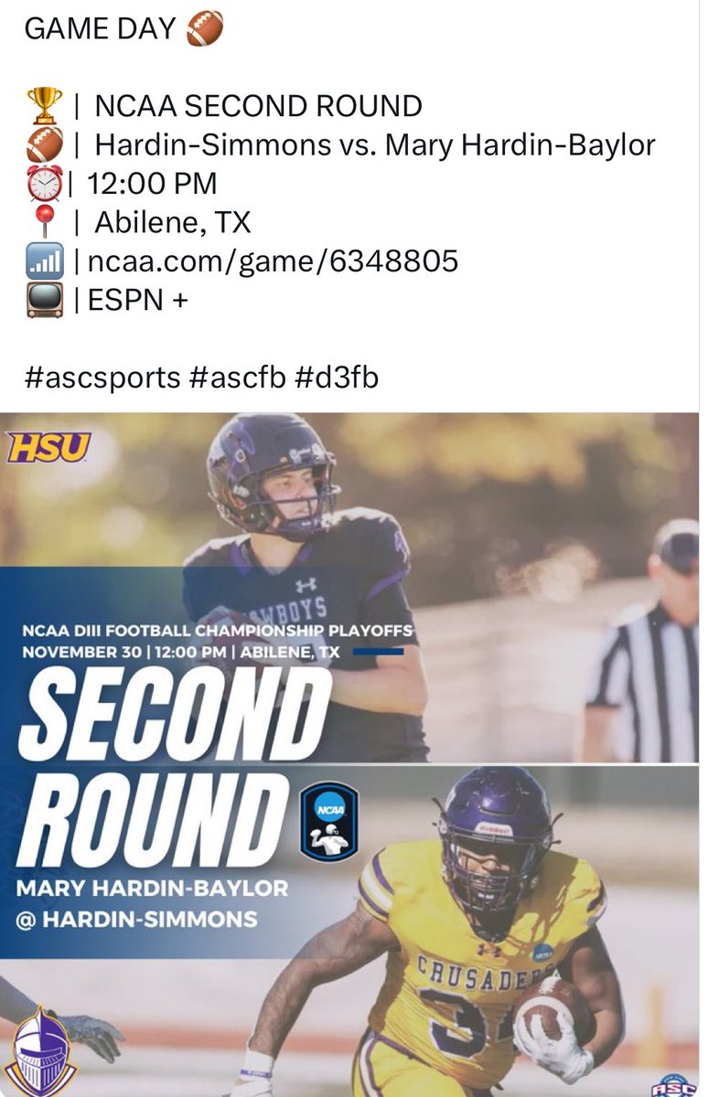 Wake up it’s Game Day in TX! 
Huge day for the program ! 
Go be great and take care of business!
#CRUsaderforlife #d3fb