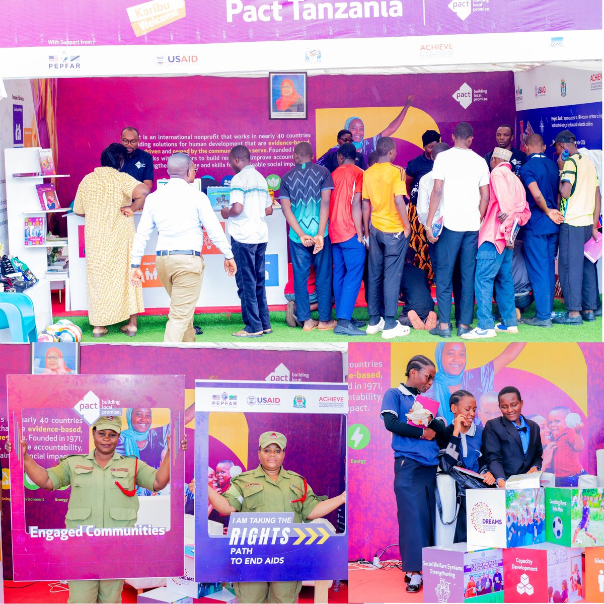 Pact Tanzania (@pacttanzania) on Twitter photo Our #WAD2024 booth is the place to be!
Everyone is welcome to swing by, learn about our projects (like the <a href="/USAIDTanzania/">USAIDTanzania</a>-funded ACHIEVE and ECD project supported by <a href="/hiltonfound/">Hilton Foundation</a>), and have a blast with interactive games!
Come for the knowledge, stay for the fun!
#Tanzania Our #WAD2024 booth is the place to be!
Everyone is welcome to swing by, learn about our projects (like the <a href="/USAIDTanzania/">USAIDTanzania</a>-funded ACHIEVE and ECD project supported by <a href="/hiltonfound/">Hilton Foundation</a>), and have a blast with interactive games!
Come for the knowledge, stay for the fun!
#Tanzania