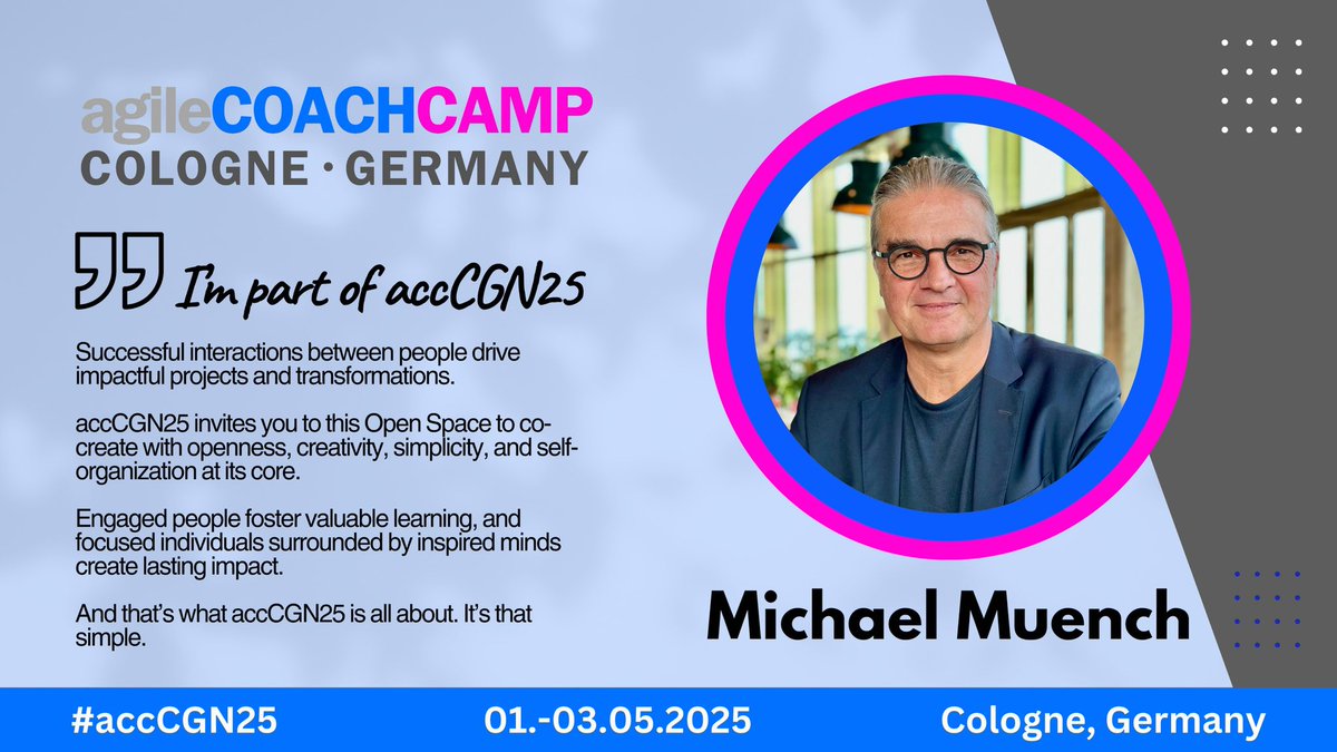 #accCGN25 

Successful interactions between people drive impactful projects and transformations.

accCGN25 invites you to this Open Space to co-create with openness, creativity, simplicity, and self-organization at its core. 

It's that simple.