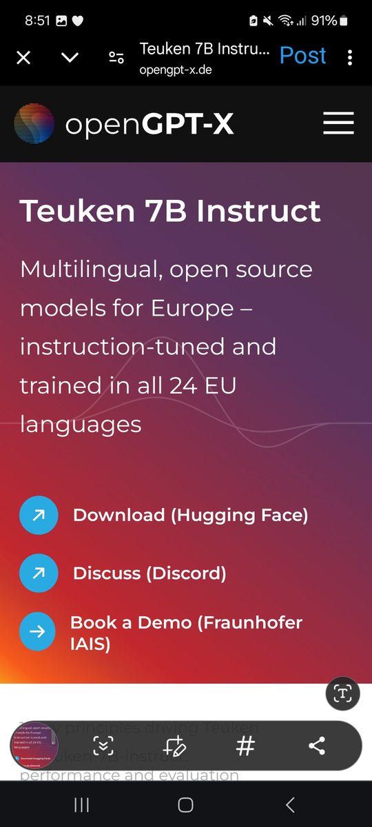 ai_for_success's tweet photo. We have new model Teuken-7B-instruct, Multilingual, Open Source, Made in Europe 🇪🇺 https://t.co/aUyH5f03Yi