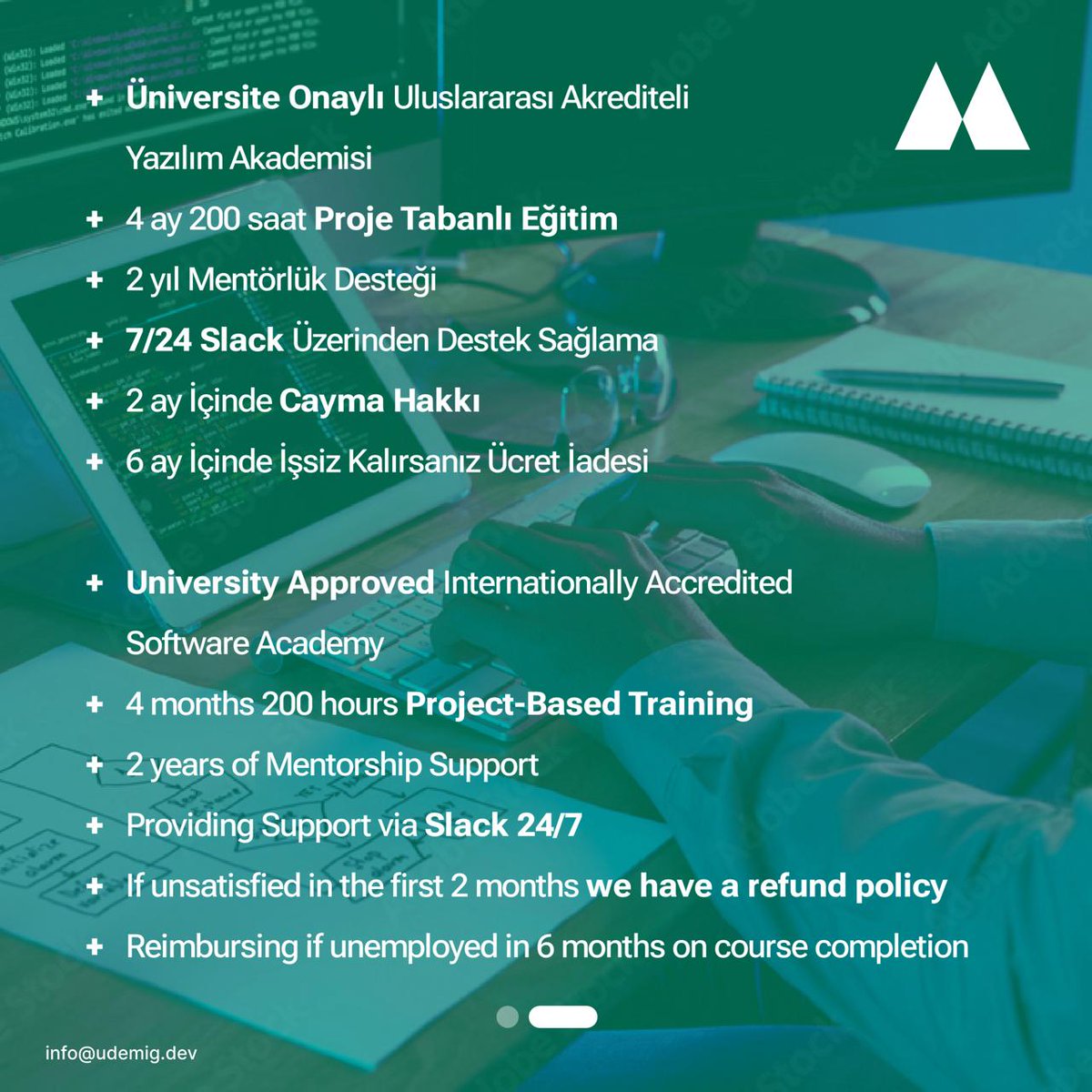 İş Garantili Nodejs Back-end Online Yazılım Eğitimi.

Üniversite Onaylı, Uluslararası akrediteli, E-Devlet'te Görünür Sertifikalı. Dünyada en çok kullanılan ve en çok iş olanağına sahip olan teknolojilerden!

Eğitimleri tamamlayıp şu ana kadar işsiz kalan yok!
Slack üzerinden