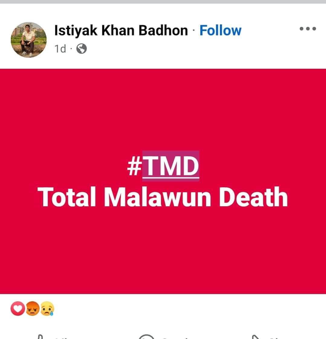 MahideepsinghC's tweet photo. Now Islamists are trending #TMD 
TMD: Total Malawun/Malaun Death.
Bangladeshi Radicals are using these word Malawun for Hindus since years.
Malaun is an Arabic word that literally means "CURSED".
Bangladesh and Bangladeshi Islamists must be boycotted by the world. https://t.co/lh8fuo20st