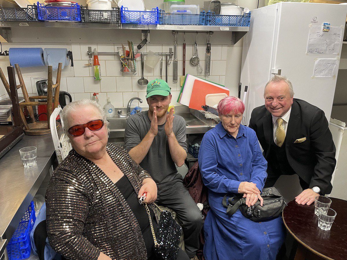 Just interviewed Rotherham Sight &amp; Sound, which is Anne (75), Kate (74), and Mick (65). Was beautiful to hear them talk about how becoming visually impaired encouraged them to live more adventurously. Love this photo of them (w/ Rian Treanor) from when they performed at Cafe OTO.