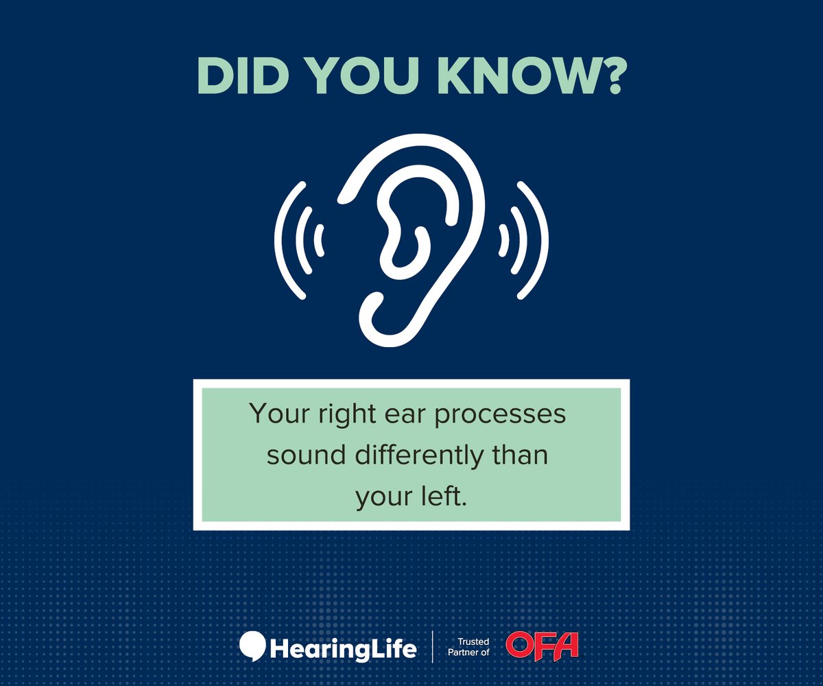 Did you know our left ear amplifies tones and music, and our right ear amplifies speech and rapid signal changes, which controls speech deciphering and changing signals? All the more reason to learn more about your hearing health. OFA Members and family receive exclusive benefits