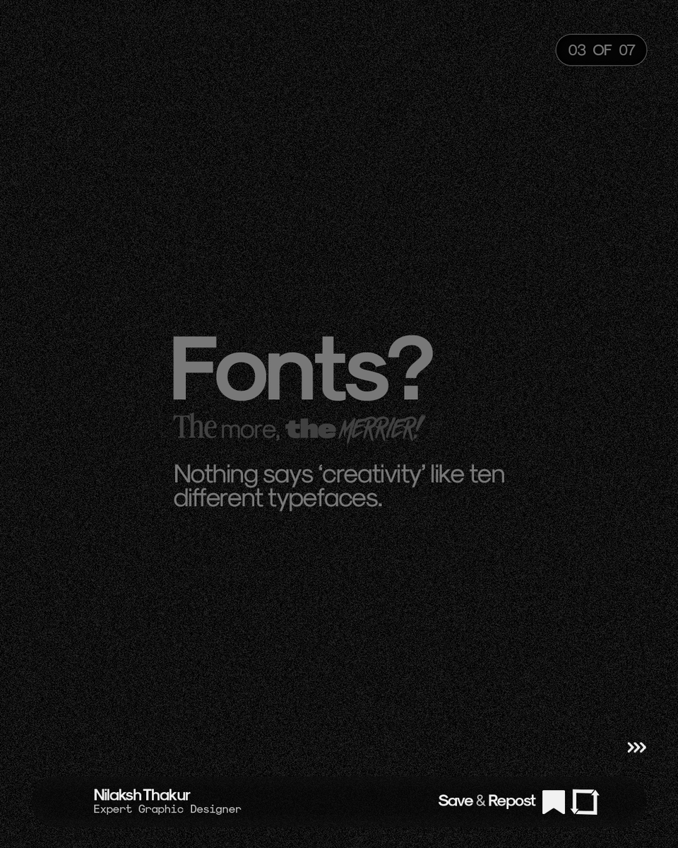 designbynilaksh's tweet image. Toxic Design Advice! 🚨
Bad design advice can ruin your work.
#design #designfundamentals #GraphicDesign #minimalism #designer #advice