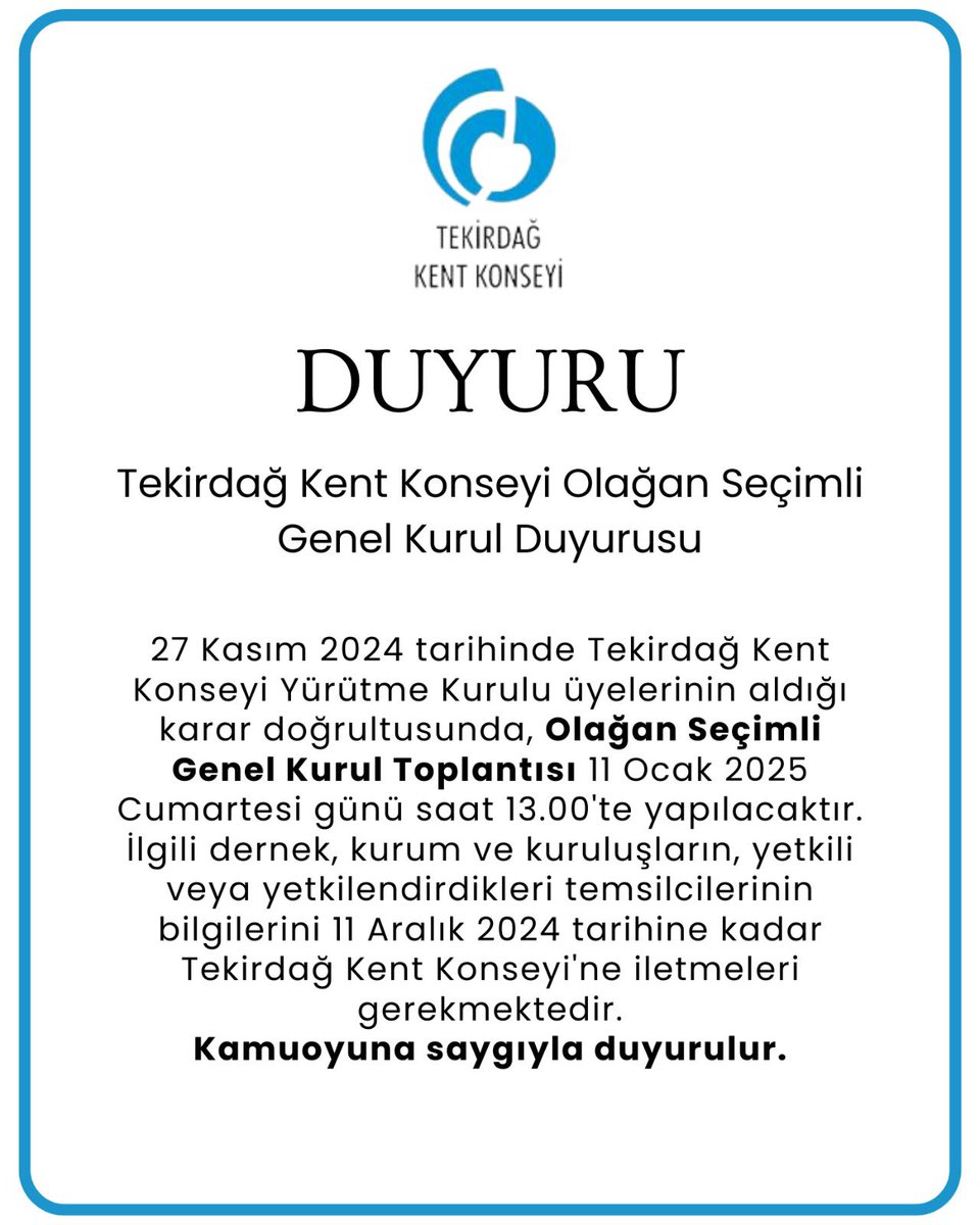 Kamuoyuna saygıyla duyurulur.