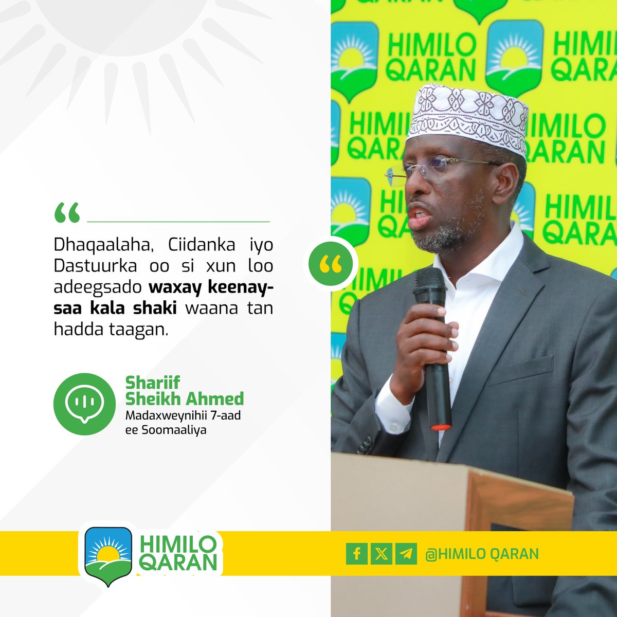 HimiloQParty's tweet photo. Dhaqaalaha, Ciidanka iyo Dastuurka oo si xun loo adeegsado waxay keenaysaa kala shaki waana tan hadda taagan.

https://t.co/SMZs8NuEoB https://t.co/kcmqH7DaLA