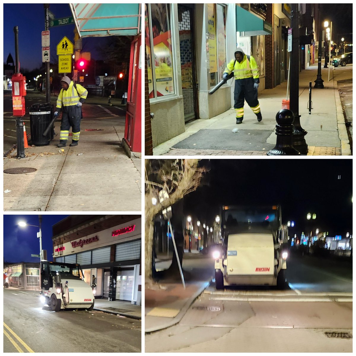 PWD crews were out bright &amp; early cleaning &amp; sweeping streets in #CodmanSquare, #MattapanSquare &amp; #NubianSquare.