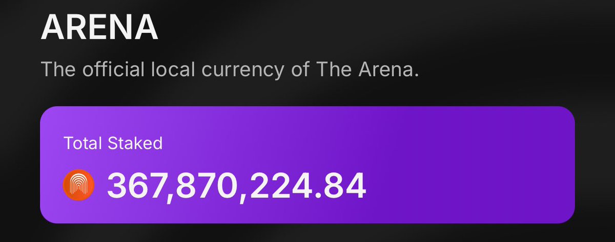 jasonmdesimone's tweet photo. Total number of $ARENA staked up 20% since the last tweet. 

Closing in on 400M staked 🤯

You know what comes next 🫡 https://t.co/rYHV92cbdQ